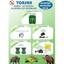 Torsan 220v Adaptörlü Pro 1000 Elektrikli Çit Sistemi Domuz - Ayı Kovucu 1000mt
