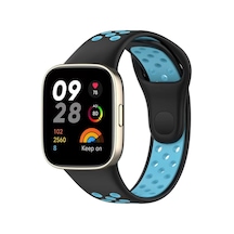 Watch 3 Spor Delikli Kordon - Siyah-mavi