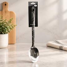 Çelik Servis Kaşık 36 Cm Desenli