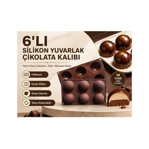 6'lı Silikon Yuvarlak Çikolata Kalıbı Kahverengi