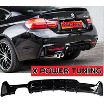 Bmw F33 2014-2019 Parlak Siyah Sol Dan Çift Çıkış Arka Difüzör
