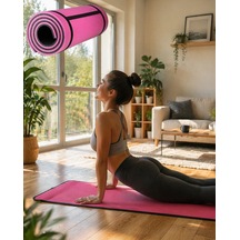 Mey İthalat 10 Mm Fitness Yoga Matı Kaymaz Yüzey Çift Taraflı Kullanım Dayanıklı Eva Malzeme Pembe