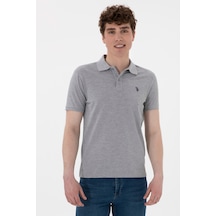 U.S. Polo Assn. Erkek Slim Fit Polo Yaka Gri Melanj Basic Tişört 50297984-VR086