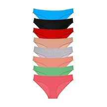 8 Adet Süper Eko Set Likralı Kadın Slip Külot Set 4 Çok Renkli