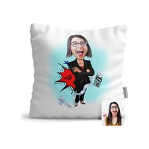 Kişiye Özel Bayan Muhasebeci Karikatür Saten Yastık - 2