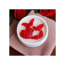 Aşk Temalı El Yapımı Kalp Mum Kanatlı Gül Süslemeli Romantik Dekor Beyaz