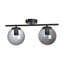 Nika Modern Salon - Mutfak - Yatak Odası Siyah Füme Cam Modern 2 Li Avize Diğer
