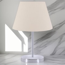 Artgift Krom Ayak Abajur Krem Kumaş Başlıklı Krem