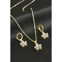 Çiçek Taşlı Set Kolye 11