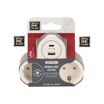 Enfe Topraklı İkili Fiş Priz 1xusb + 1xtypec Golyat Tipi Masaüstü Gömmeli Şık Tasarım Priz Çoğaltıcı 0