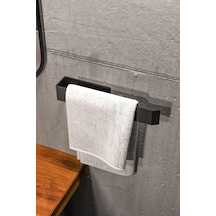 Zift Unique Paslanmaz Çelik Mat Siyah Havlu Askısı - Yapışkanlı Havluluk - Banyo & Lavabo Havlu Tutacağı - Stil Diğer