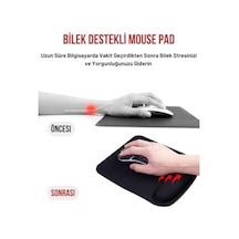 Ergosoft Kare Bilek Destekli Konfor Kaymaz Ergonomik Mouse Pad Siyah Siyah