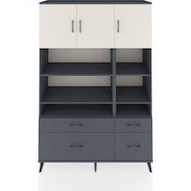 Hyperion Dolap 10 Raflı 4 Çekmeceli 3 Kapaklı 132x44x195 Antrasit-aytaşı/antrasit Aytası/antrasıt