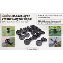 20 Adet Siyah Plastik Gölgelik Klipsi, Yuvarlak Şekilli Branda Tutturma Aparatı, Bahçe Filesi Ve Kuş Ağı İçin Çok Amaçlı Sabitleme Klipsleri Çok Renkli