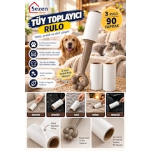 Tüy Toplayıcı Rulo 90 Yaprak 3x30 2 Yedekli Kedi Köpek Tüyü Temizleyici, Kıyafet Ve Koltuk Tüy Alma Aparatı