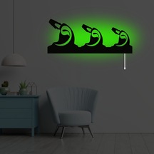 Erva Ledli Dekoratif Aplik Vav Mevlana Üçlü Yeşil Işık