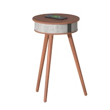 Doppler Barista Ayaklı Sehpa Hoparlör, Bluetooth Kit Ve Kablosuz Şarj Özellikli Koyu Kahverengi - Ahşap