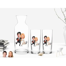 Kişiye Özel Renkli Baskılı Sevgililer Karikatürlü Ikili Rakı Bard (482903582)