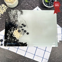 Kanallı Cam Kesme Tahtası - Black Wave - 25x35cm Kanallı Cam Kesme Tahtası - Black Wave - 25x35cm