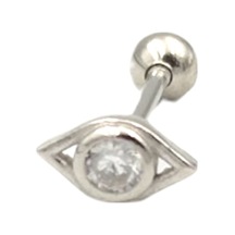 Tek Taş Göz Gümüş Tragus Pıercıng 001