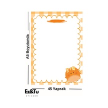 Sevimli Civcivli A5 Defter 45 Yaprak Portakal Tonlarında Cute Tasarım. Çok Renkli