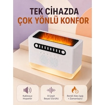 Hoparlörlü Simüle Alev Işıklı Çok Fonksiyonlu Gece Lambası Altın - Beyaz