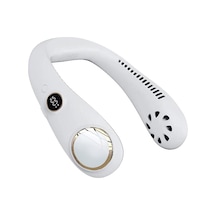 Lemestar Beyaz Boylu Kolsuz Boyun Fanı - 3 Vites Rüzgar Hızı - Led Ekran - 360 Tam Yönlü Havalandırma - 2000mah Batarya Beyaz