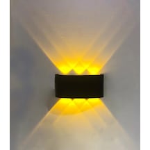 GARRA 6 Watt Siyah Kasa Amber Işık Dış Mekan Çift Yönlü Modern L Amber