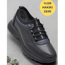Ispartalılar 71654 Ortopedik Taban İçi Dışı Deri Erkek Ayakkabı Lastik Bağcıklı Casual Erkek Ayakkabı Siyah