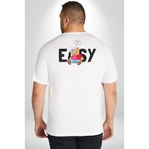 Angemiel Teddy Boşver Tasarımı Büyük Beden Beyaz Tişört Kadın Erkek Ünisex Sırt Baskılı Beyaz