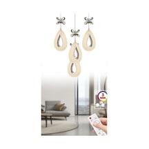 Damla 4 Lü Gümüş 3 Renk Ledli Kumandalı Modern Sarkıt Led Avize