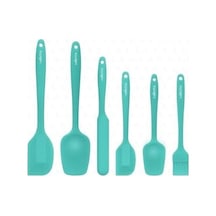 Drongo Isıya Dayanıklı Yanmaz Yapışmaz Silikon Spatula Seti 6 Parça Turkuaz 0