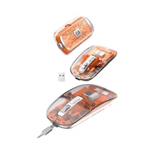 Sessiz Tıklama Çift Modlu Bluetooth Ve Alıcı Şeffaf Mouse Fare