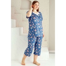 Alimer Kadın İndigo Büyük Beden Bermuda Pijama Takm Edy2735b-i İndigo