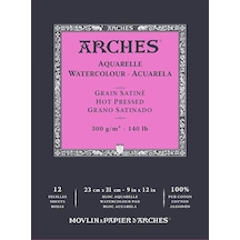Arches Sulu Boya Blok Defter Hot Pressed 300G 12 Yaprak 23X31