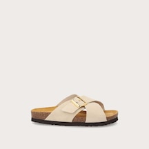 Cappucino Terlik Kadın 17b3 Frau Velour-s Suede Crossover-strap Slıders Kahverengi