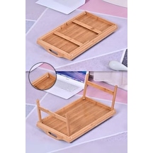 Life Katlanır Ayaklı Bambu Yatak Tepsisi Ahşap Laptop Standı, Kitap Okuma Ve Çalışma Rahlesi, Kahvaltı Ve Servis Sunum Tepsisi, Katlanabilir Piknik Tepsisi Mıt1142 Acı Kahve