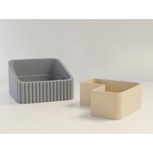 3d Baskı Fıstık Kasesi - Çift Hazneli Kabuk Ayırıcı Sunum Kasesi - Gri Bej