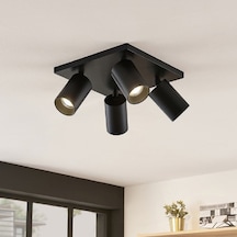 Riolıght Modern1 Siyah1 Gövde1 Hareketli1 Başlık 4xgu10 Kare Taban Led Spot Led Avize Ampul Dahil Siyah