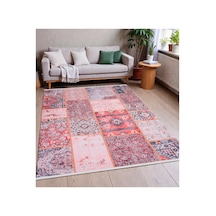 Patchwork Kilim Vintage Etnik Desen Kaymaz Dokuma Taban Yıkanabilir Halı Çok Renkli Çok Renkli