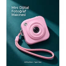 1. Cep Boy Pembe Dijital Fotoğraf Makinesi 2,01 İnç Ekran Ve Type C Şarj