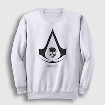 Presmono Unisex Skull Assassin's Creed Sweatshirt Beyaz