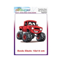 Kırmızı Araba Ütü İle Yapışan Tişört Tekstil Baskı 2946