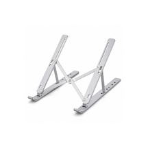 Katlanabilir Ayarlanabilir Alüminyum Alaşımlı Laptop Standı Taşıma Çantalı Gümüş