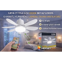 Cata Ct-1154 62w 6500k Beyaz Lodos 6 Kanatlı Kumandalı Lambalı Tavan Vantilatörü