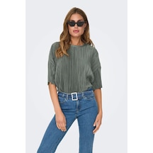 Only Kadın Onlravenna Bisiklet Yaka Kısa Kollu T-shirt 15318506 Yeşil Yeşil