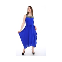 Bigdart 1512 Önü Nakışlı Elbise - Saks 001