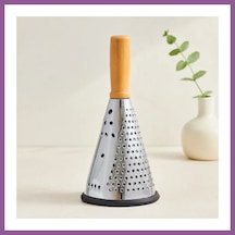 Bezos 8" Ahşap & Bambu Saplı Çelik Rende Silikon Taban, 3 Bölümlü Rengaren Çok Renkli