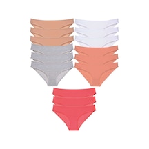 15 adet Süper Eko Set Likralı Kadın Slip Külot Ten Gri Beyaz Pudra Fuşya
