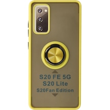 Ilkeshop Newface Samsung Galaxy Uyumlu S20 Fe Kılıf Montreal Yüzüklü Silikon Kapak - Sarı